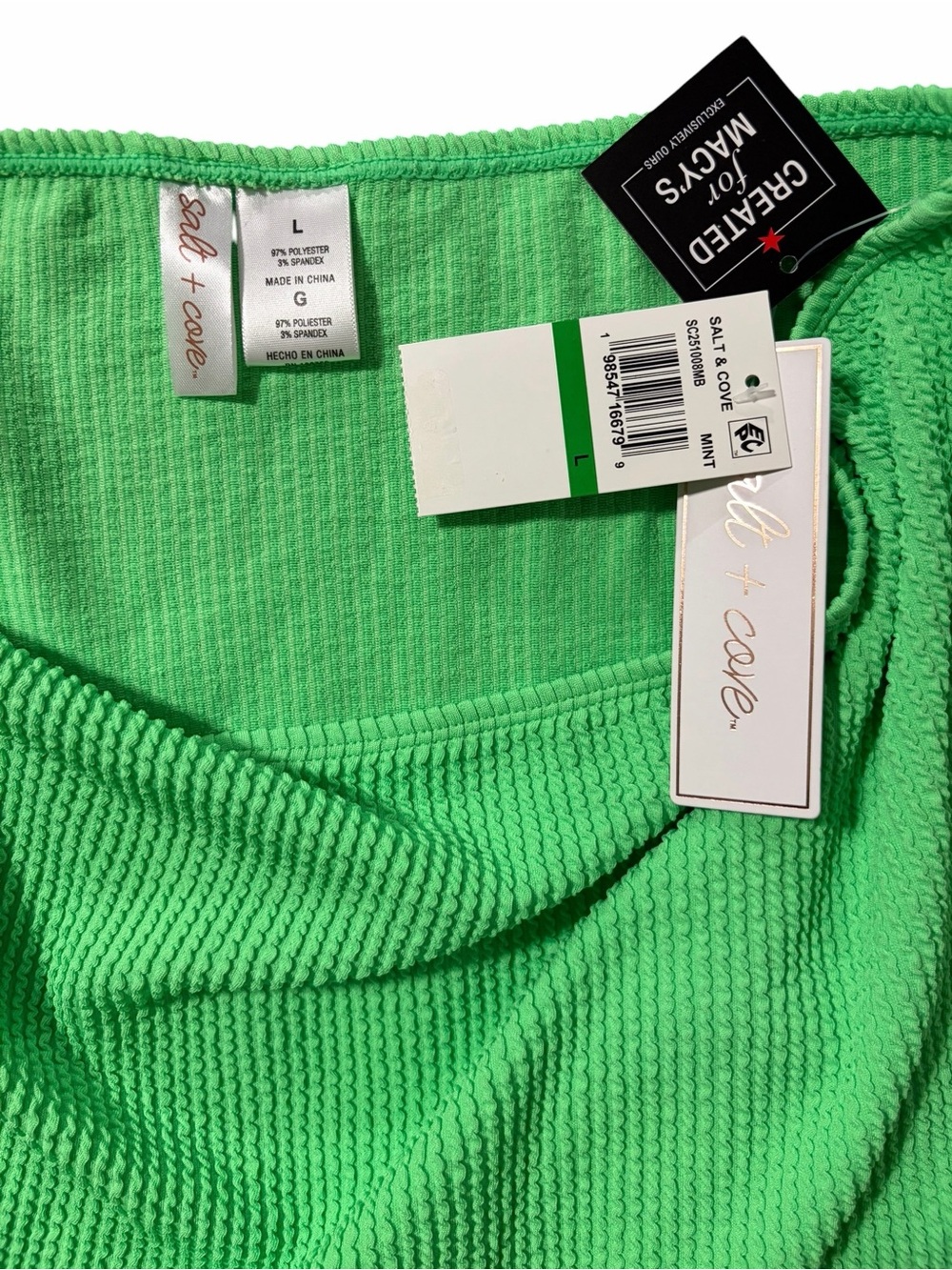 Salt + Cove Ribbed Pull-On Swim Skirt Cover Up Mint Green Size Large NWT - Picture 4 of 4